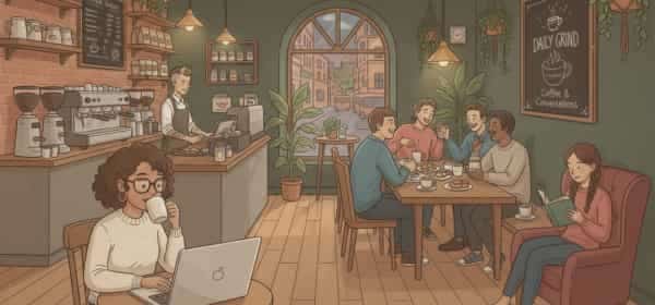 Placeholder illustration of a cozy cafe
